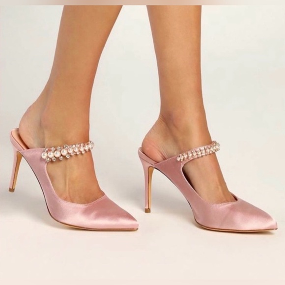 Lulus Sephoraa Sling Back Heels - Womens Size 9 - Rose Gold Faux Pearls - Picture 2 of 9